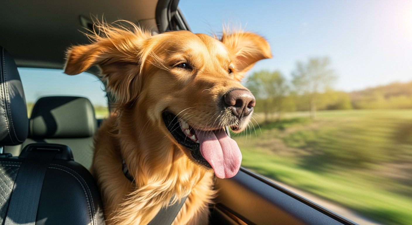 Perro feliz viajando seguro en Taxi Pet Lima