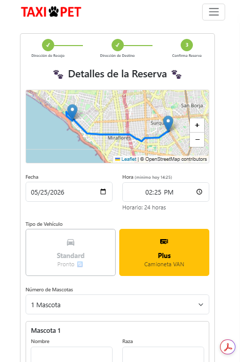 Paso 3: elegir fecha y hora de reserva