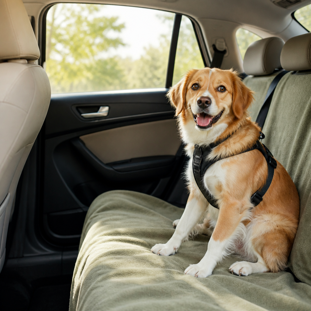 Perro viajando seguro en Taxi Pet dentro de un vehículo